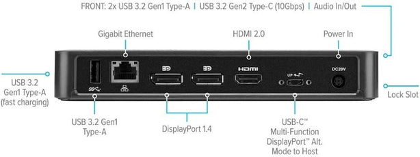 Usb-C™ Multi-Function Displayport™ Alt. Mode Video Docking Station With 85W Power Usb-C, Alt-Mode