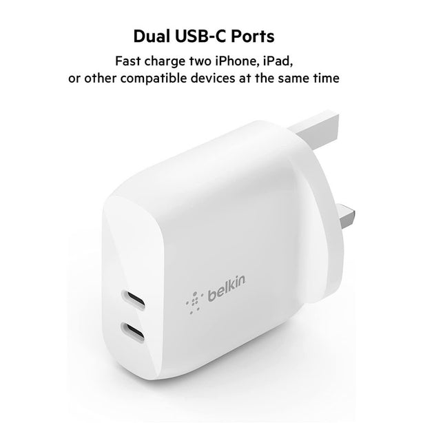 Belkin Dual Usb-C Pd Wall Charger 40W
