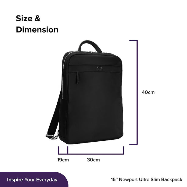 Targus 15” Newport Ultra Slim Backpack - Black