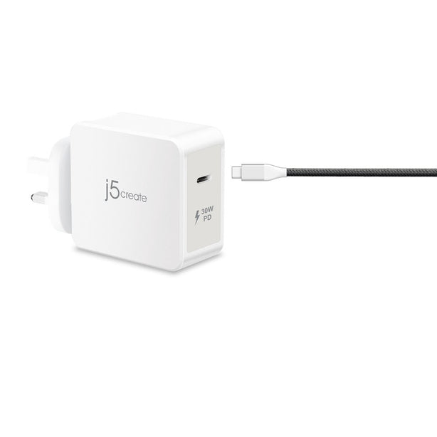J5Create 30W 1-Port PD USB-C Mobile Charger Power Delivery & Quick Charge