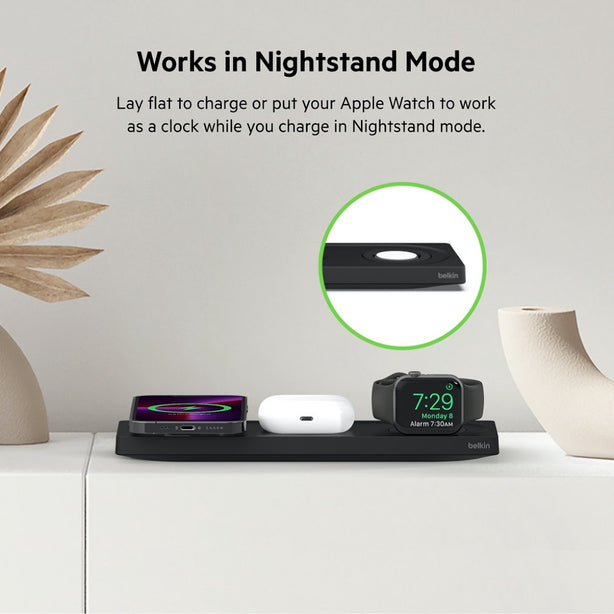 Belkin 3 In 1 Wireless Charging Pad With Magsafe White