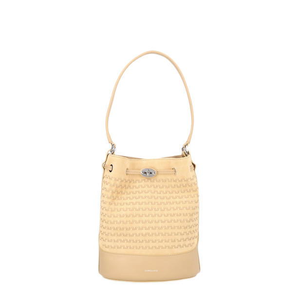 Mondà Small Suede Shoulder Bag - Beige Avorio