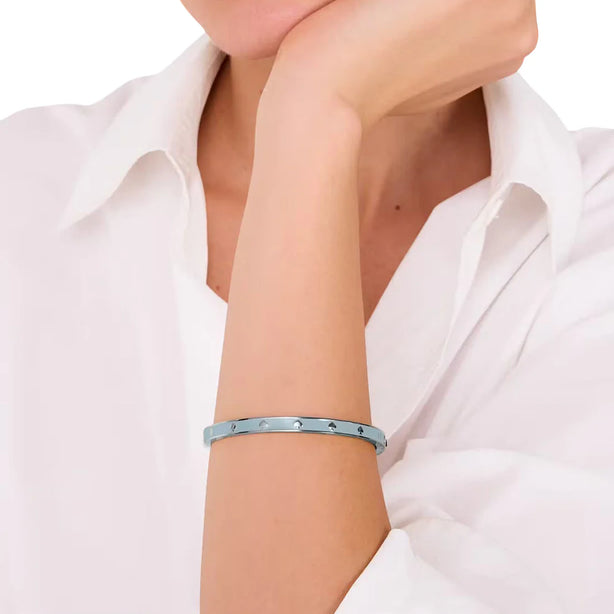 Kate Spade Spot the Spade Enamel Hinged Bangle Bracelet - Crisp Sky KJ727