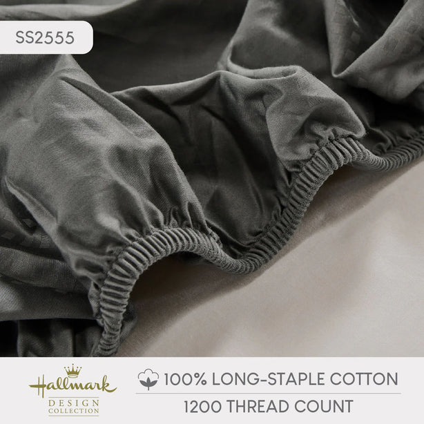 Long-Staple Cotton Bed Sheet – 1200TC Dobby Dark Grey