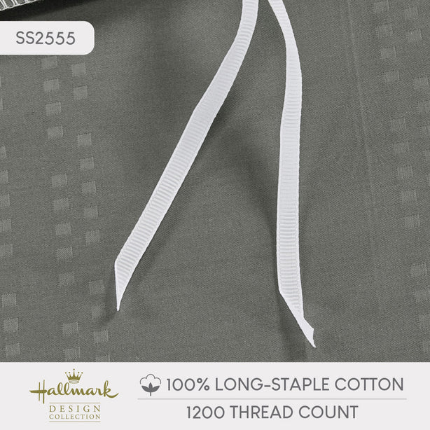 Long-Staple Cotton Bed Sheet – 1200TC Dobby Dark Grey
