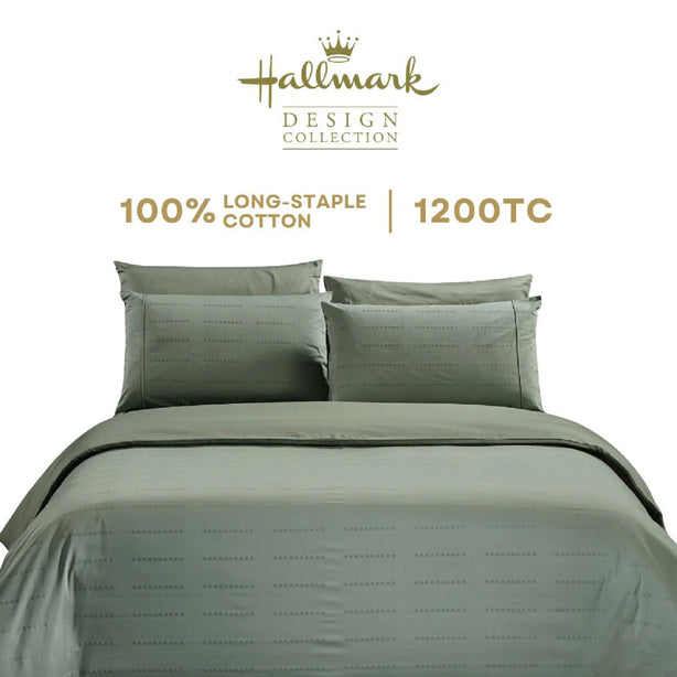Long-Staple Cotton Bed Sheet – 1200TC Dobby Basil Green