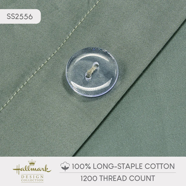 Long-Staple Cotton Bed Sheet – 1200TC Dobby Basil Green