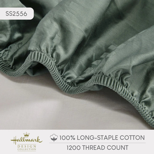 Long-Staple Cotton Bed Sheet – 1200TC Dobby Basil Green