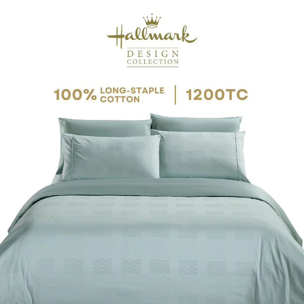 Long-Staple Cotton Bed Sheet – 1200TC Dobby Meander Blue
