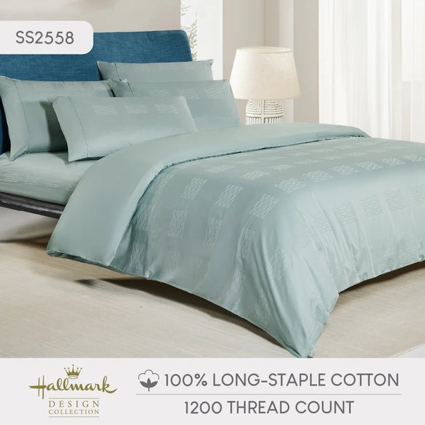 Hallmark Simplicity Premium Cotton 1200TC Dobby Bed Linen - Meander Blue