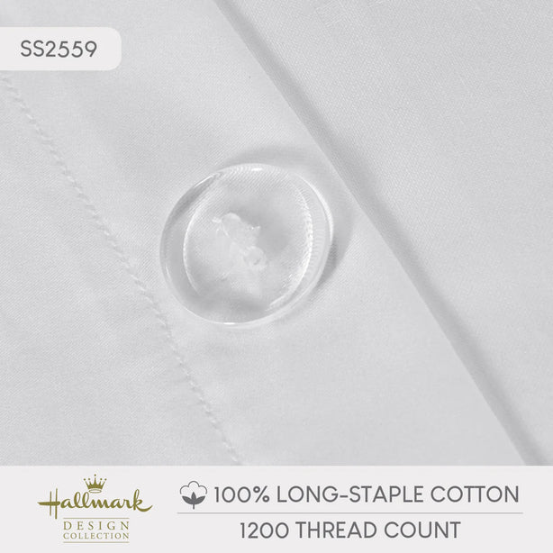 Hallmark Simplicity Premium Cotton 1200TC Dobby Bed Linen - White
