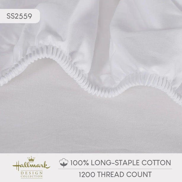 Hallmark Simplicity Premium Cotton 1200TC Dobby Bed Linen - White