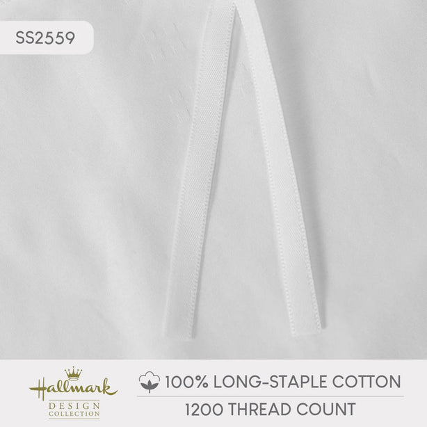 Hallmark Simplicity Premium Cotton 1200TC Dobby Bed Linen - White
