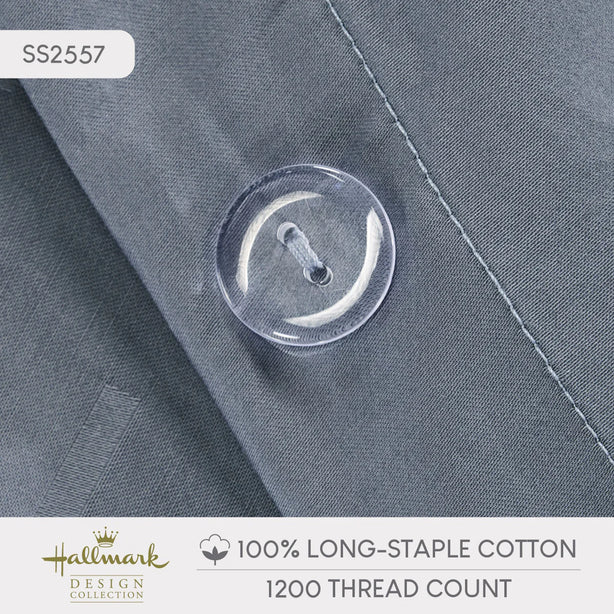 Long-Staple Cotton Bed Sheet – 1200TC Dobby Stone Blue