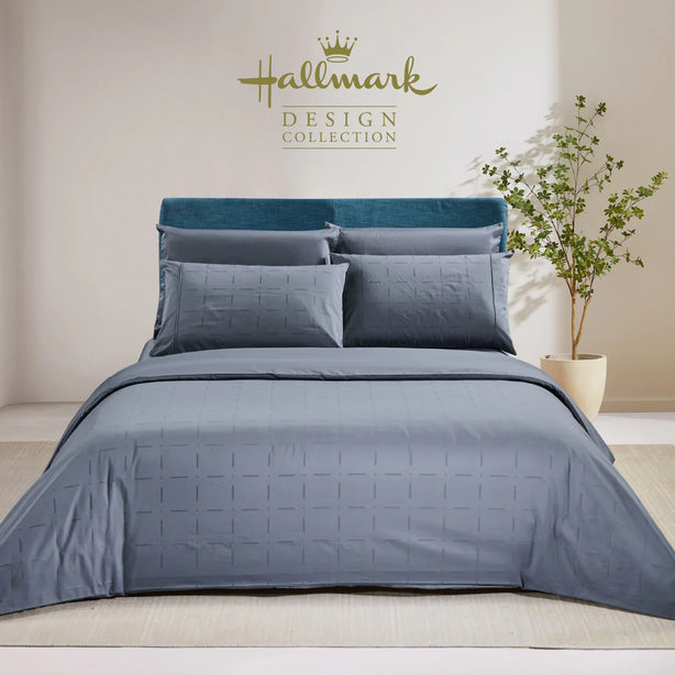 Long-Staple Cotton Bed Sheet – 1200TC Dobby Stone Blue