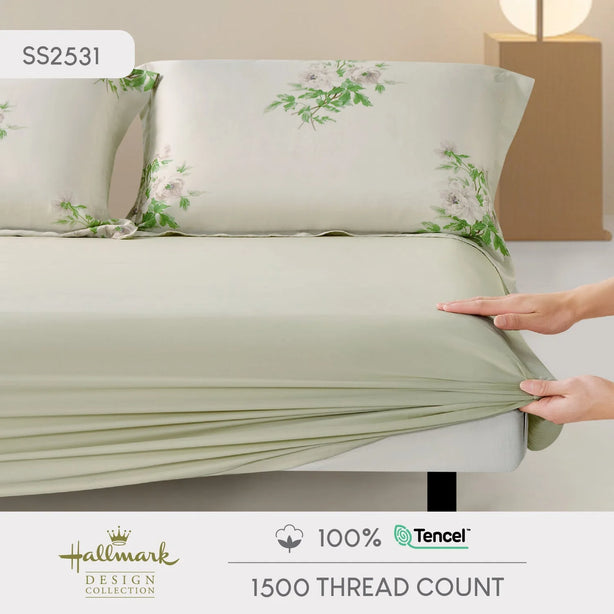 Hallmark Morbida Pure Tencel 1500TC Print Bed Linen - Floral Green