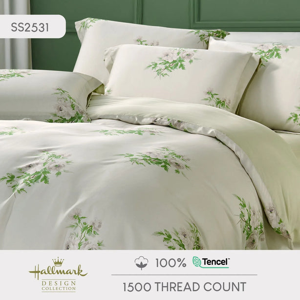 Hallmark Morbida Pure Tencel 1500TC Print Bed Linen - Floral Green