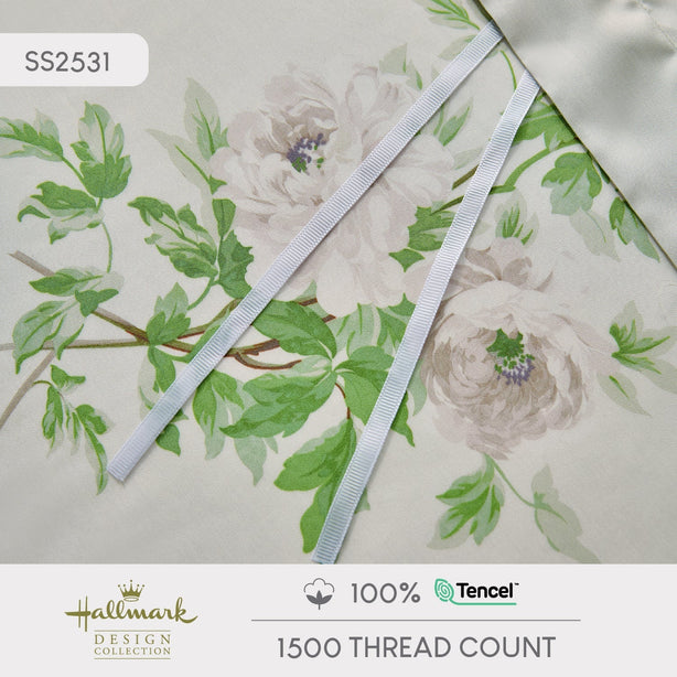 Hallmark Morbida Pure Tencel 1500TC Print Bed Linen - Floral Green