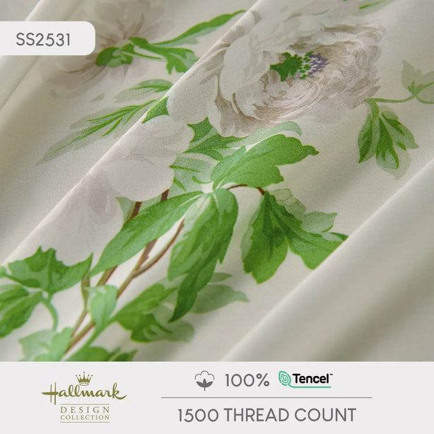 Hallmark Morbida Pure Tencel 1500TC Print Bed Linen - Floral Green