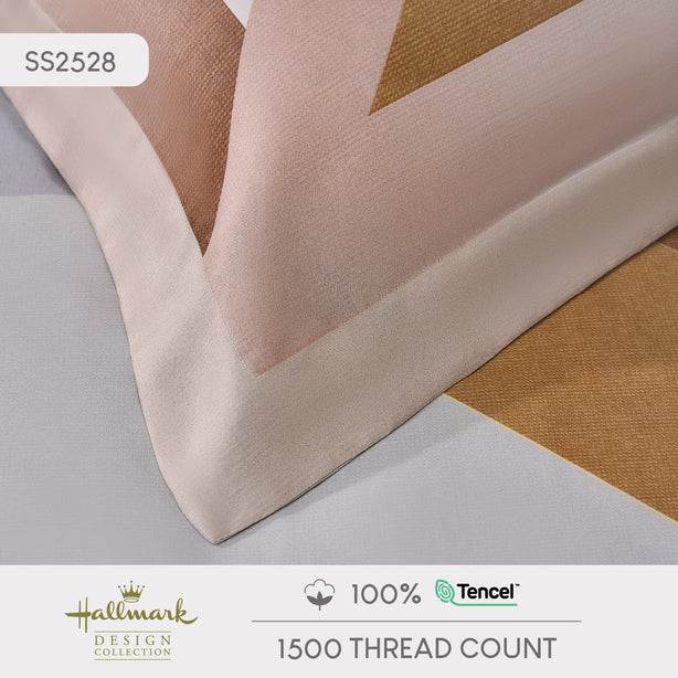 Hallmark Morbida Pure Tencel 1500TC Print Bed Linen - Chevron Grey