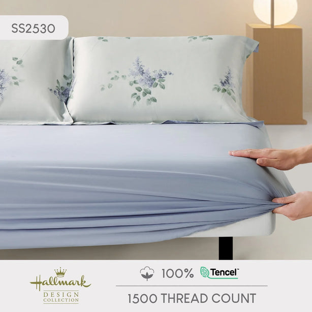 Hallmark Morbida Pure Tencel 1500TC Print Bed Linen - Floral Blue