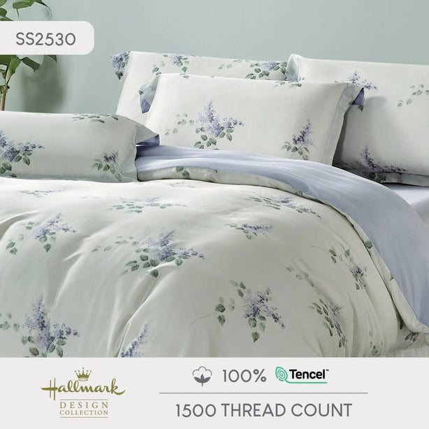 Hallmark Morbida Pure Tencel 1500TC Print Bed Linen - Floral Blue