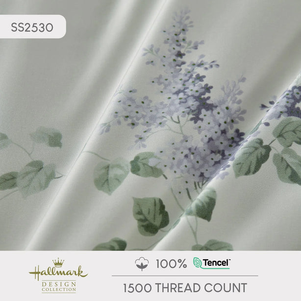 Hallmark Morbida Pure Tencel 1500TC Print Bed Linen - Floral Blue