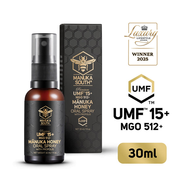 Manuka South Oral Spray with Manuka Honey Propolis 30ml for Cough Sore Throat Ulcer