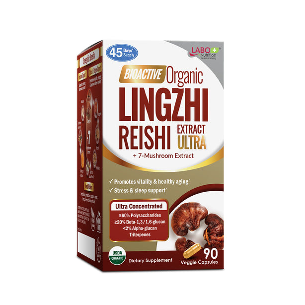 LABO Nutrition Bioactive Organic Lingzhi for Immunity Calm Energy Sleep Support