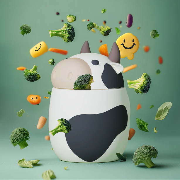 AFC05838 ASOBU Bestie Kids Thermal Food Container - Cow | Cute Insulated Lunch Box