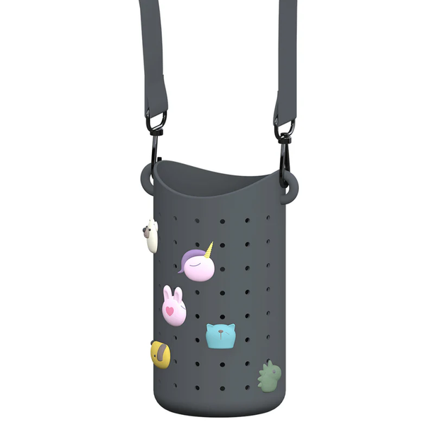 ASP05848 ASOBU Bestie Adjustable Bottle Sling Strap - Smoke Grey | Kids Hands-Free Water Bottle Carrier