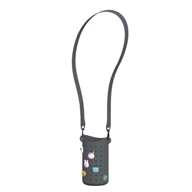 ASP05848 ASOBU Bestie Adjustable Bottle Sling Strap - Smoke Grey | Kids Hands-Free Water Bottle Carrier