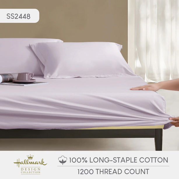 Hallmark Simplicity Premium Cotton 1200TC Plain Bed Linen - Lavender