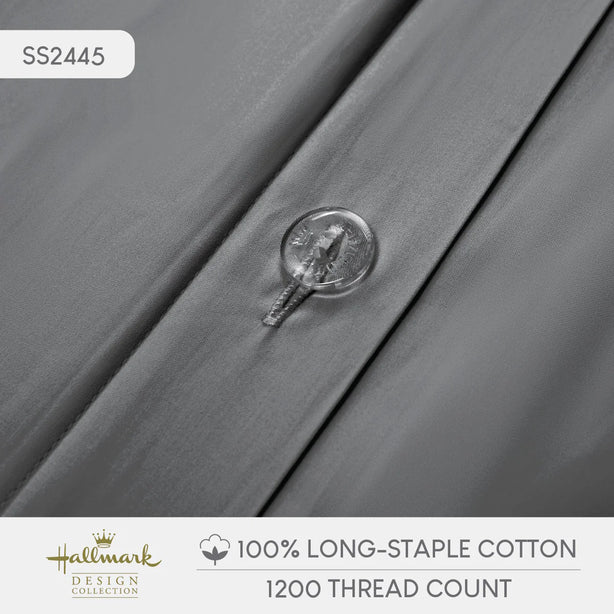 Hallmark Simplicity Premium Cotton 1200TC Plain Bed Linen - Dark Grey