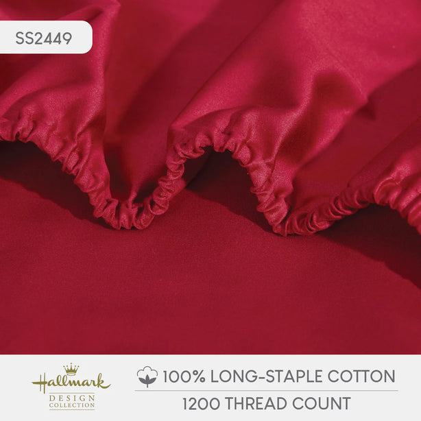 Hallmark Simplicity Premium Cotton 1200TC Plain Bed Linen - Rose Red