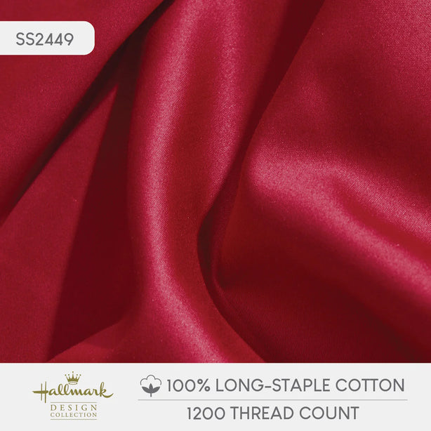 Hallmark Simplicity Premium Cotton 1200TC Plain Bed Linen - Rose Red