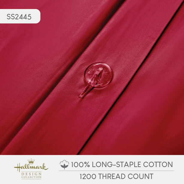 Hallmark Simplicity Premium Cotton 1200TC Plain Bed Linen - Rose Red
