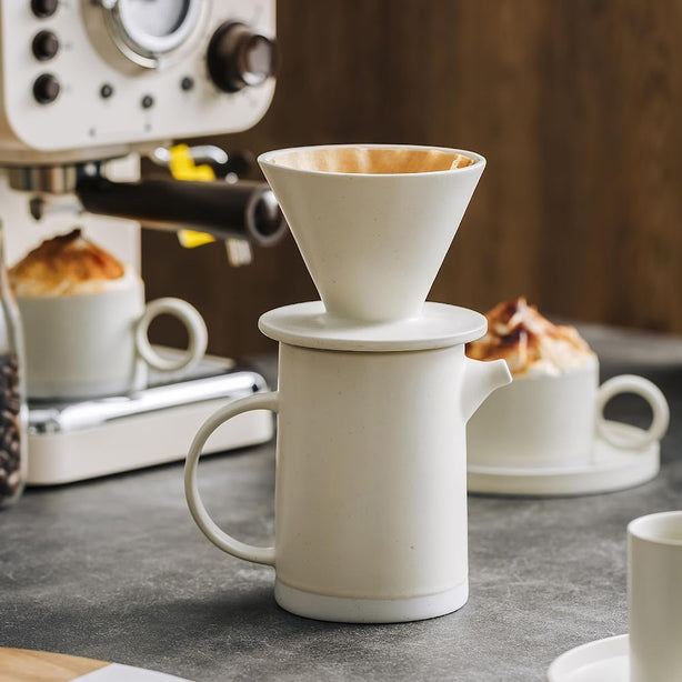 StitchesandTweed Pour Over Coffee Maker Set Vintage Ceramic