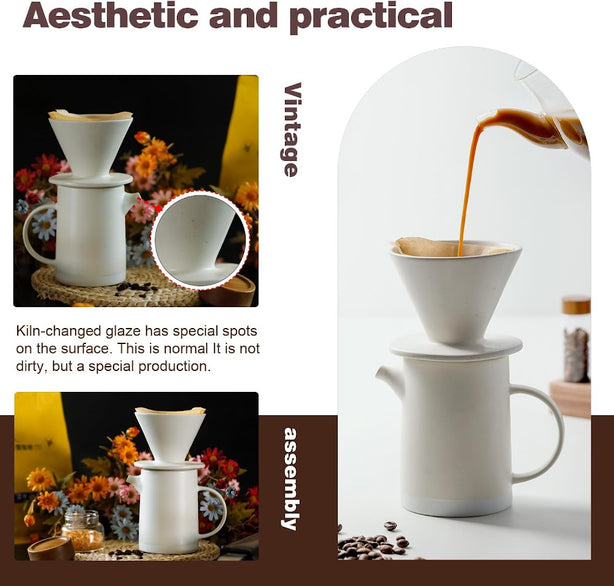 StitchesandTweed Pour Over Coffee Maker Set Vintage Ceramic