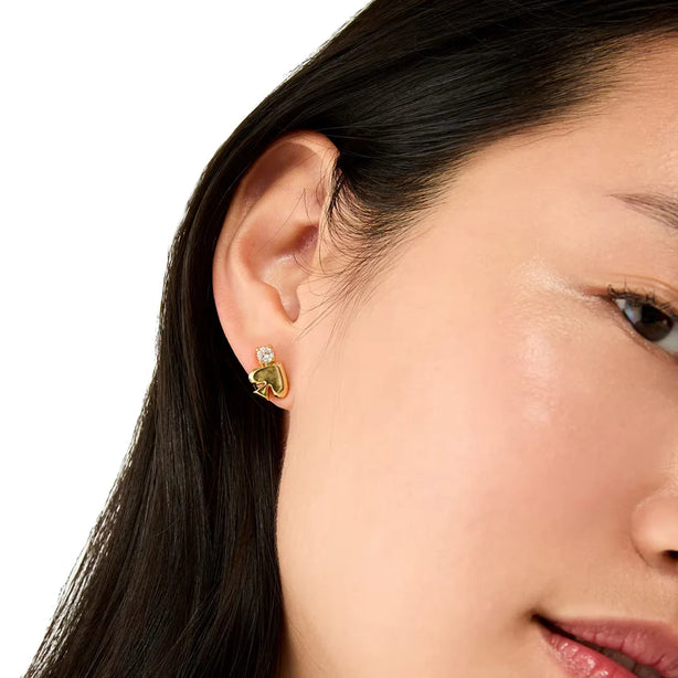 Kate Spade Everyday Spade Stone Studs Earrings in Clear/ Gold KK008