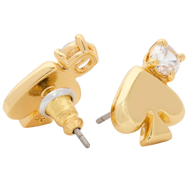 Kate Spade Everyday Spade Stone Studs Earrings in Clear/ Gold KK008