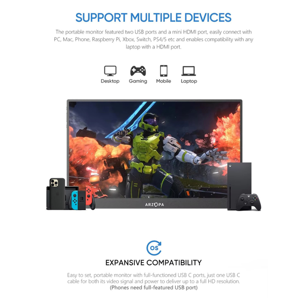 ARZOPA A1T 15.6'' FHD 1080P Portable Monitor with Touchscreen