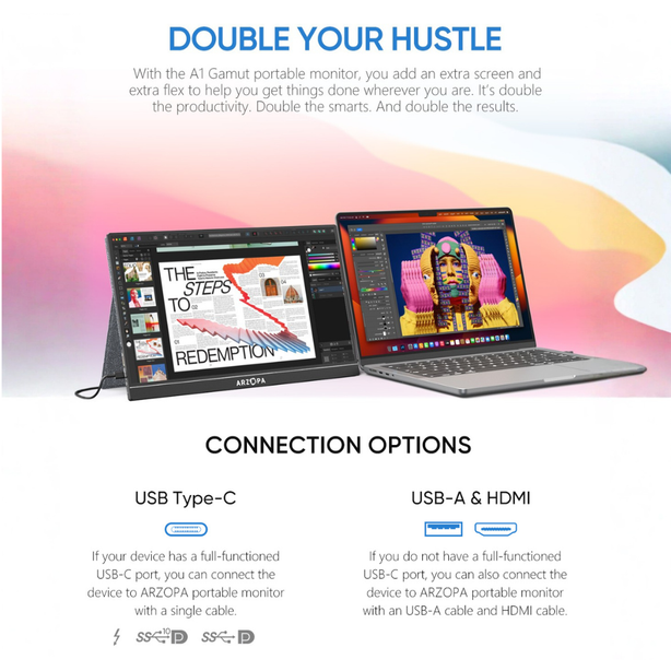 ARZOPA A1 15.6'' FHD 1080P Portable Monitor with Smart Cover