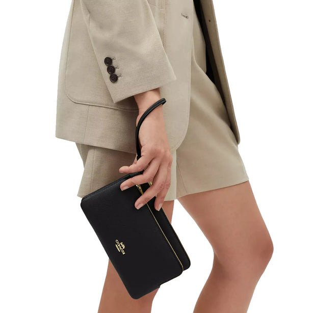 Coach Double Zip Wallet in Black CU919