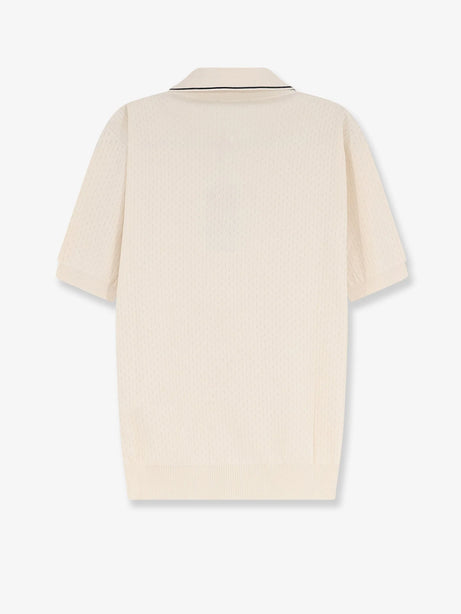 Fendi Cotton and silk polo shirt with FF embroidery - Naturale Navy