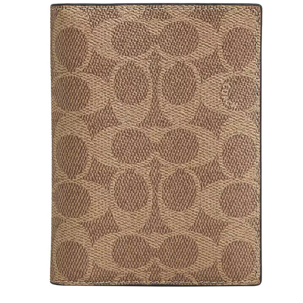 Coach Passport Card Case In Signature Canvas in Tan/ Black CW170