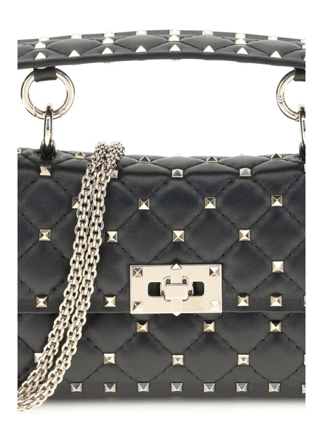Valentino Garavani Rockstud Spike mini Top Handle Bag in nappa - Black