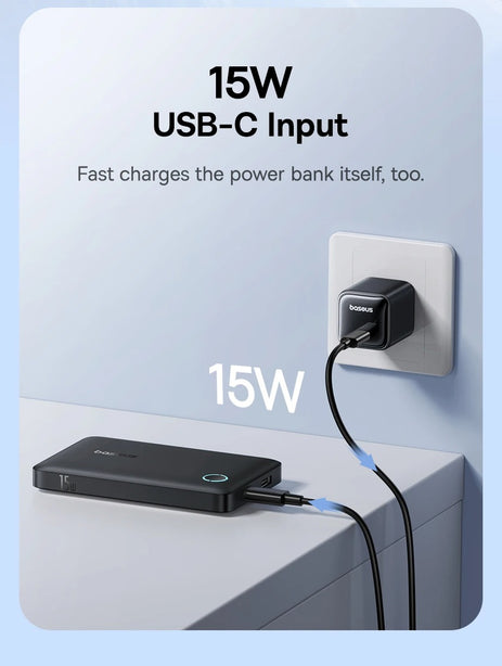 OS-Baseus EnerFill FP11 Power Bank 10000mAh 15W Cosmic Black (Includes Simple Type-C to Type-C Cable 20V/3A 30cm Black)