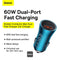 Baseus Golden Contactor Max Dual Fast Charger Car Charger U+C 60W Blue