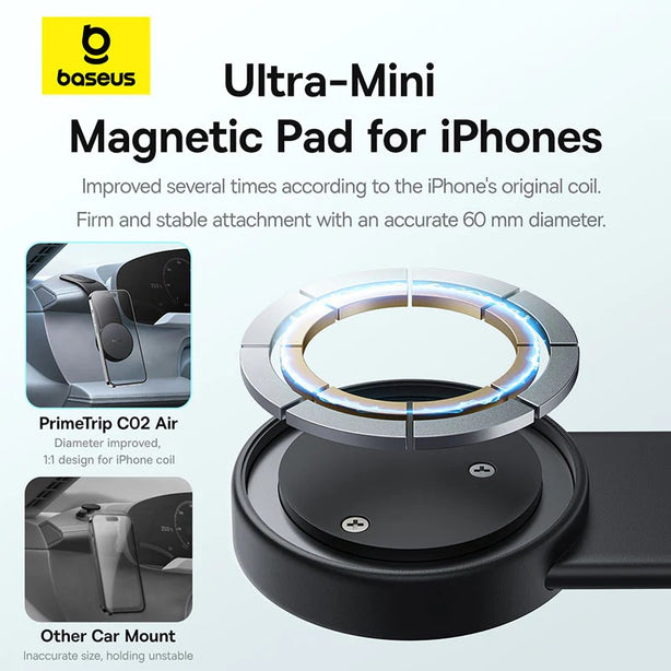 OS-Baseus PrimeTrip C02 Air Magnetic Car Mount Stick-on Type Cluster Black